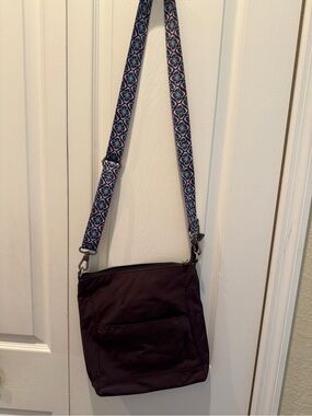 Sakroots Plum Nylon Crossbody with Branded Charm